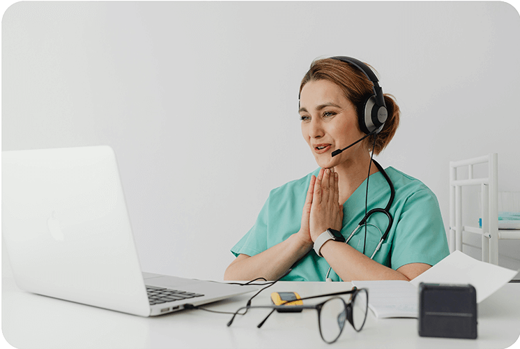 Medical Coordinator on phone