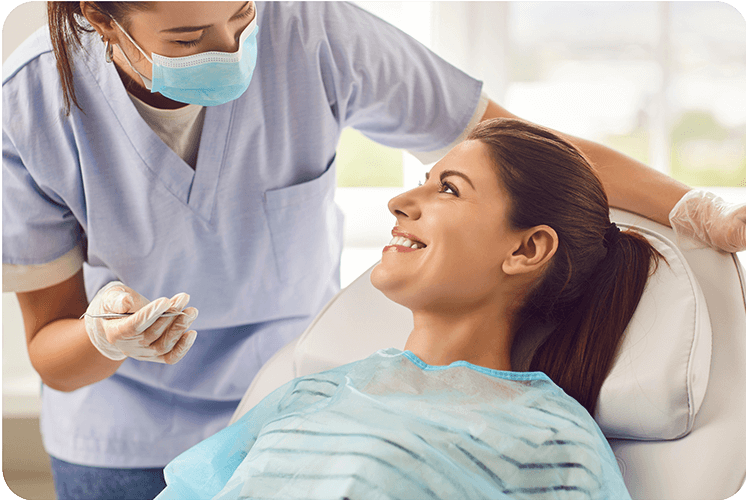 women in dental exam